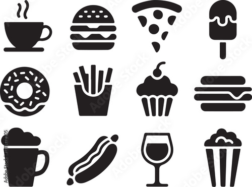 Delicious food icons for menus and ads