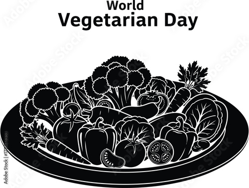World vegetarian day, plate of fresh vegetables, promoting healthy eating and sustainable lifestyle choices