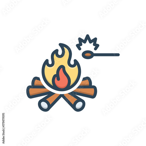 Color illustration icon for kindling