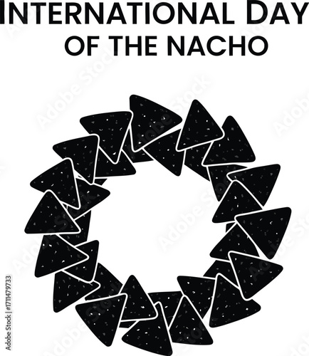 International day of the nacho illustration featuring a wreath of nachos, a celebration of this popular snack