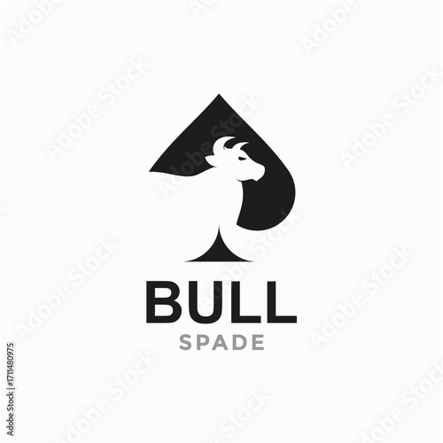 bull and spade in negative space logo