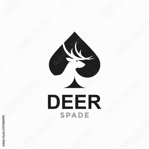 deer and spade in negative space logo
