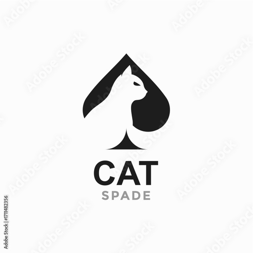 cat and spade in negative space logo