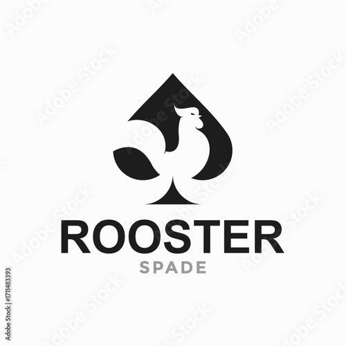 rooster and spade in negative space logo