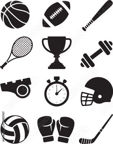 Athletic icons celebrate victory, training, and competition