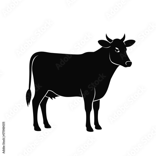black silhouette of a cow