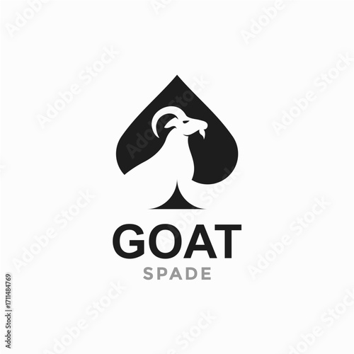 goat and spade in negative space logo