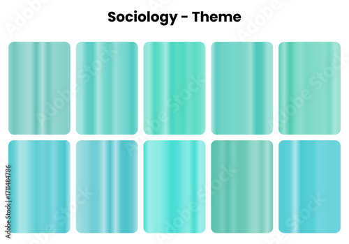 Social Sociology Gradient Pack, Evoking human relationships and societal structures through cool cyan tones, Perfect for educational designs and analytical visual content