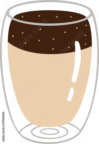 cute glass of coffee foam drink beverage vector cartoon illustration