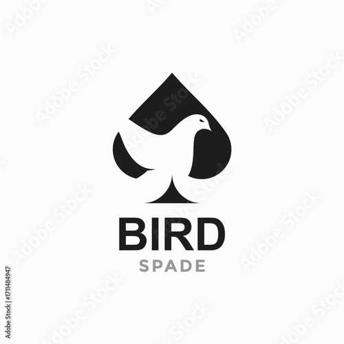bird and spade in negative space logo