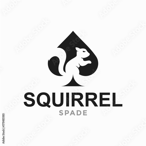 squirrel and spade in negative space logo