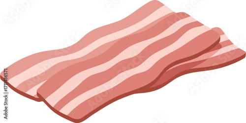 Two strips of bacon with pink and white stripes.