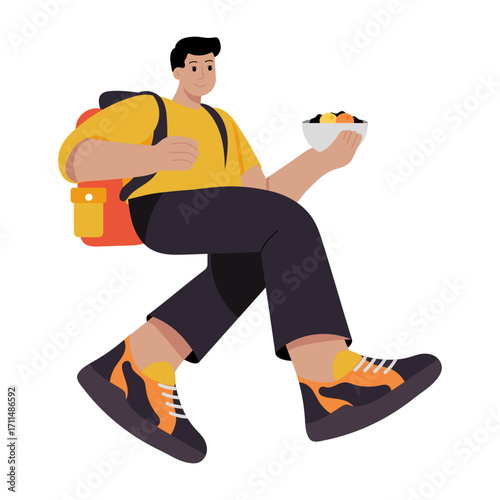 A flat style illustration showing volunteer character
