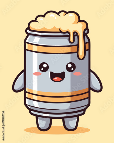 Cute Kawaii Beer Tin Mascot – Adorable Cartoon Character
