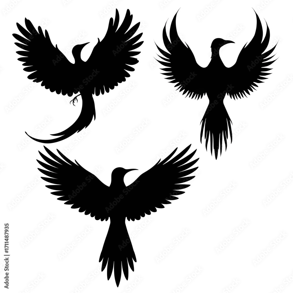 Obraz premium Flying Bird Silhouette Flat Design