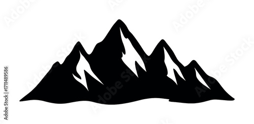 Black and white mountain silhouette with snowy peaks