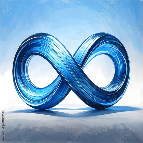Abstract infinity symbol, vibrant blue, modern art