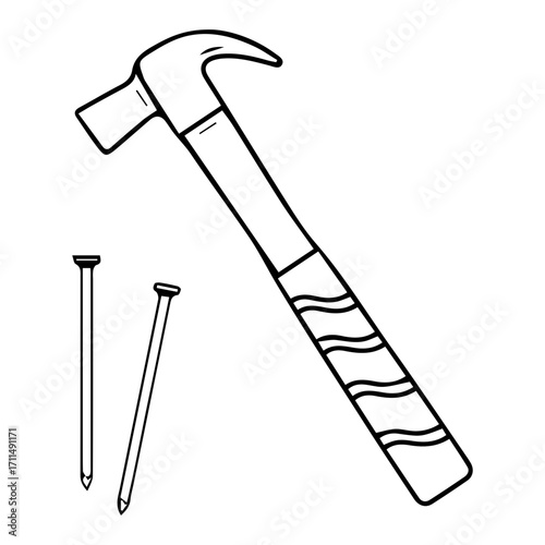 Hammer and Nails Sketch Art