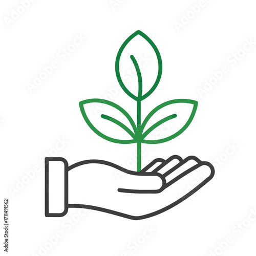 Hand-drawn illustration of a new sprout with a leaf in an ecology concept, symbolizing the growth of life and nature