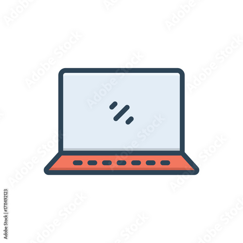 Color illustration icon for laptop