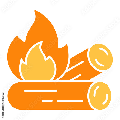 Campfire Flat Color Icon Vector Illustration