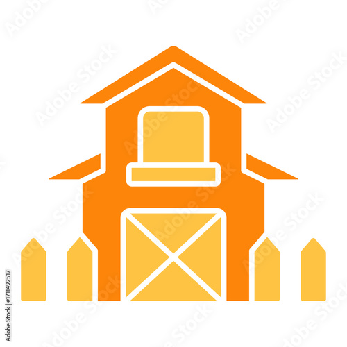 Farmhouse Flat Color Icon Vector Illustration
