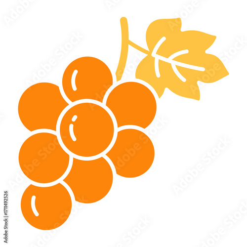 Grape Flat Color Icon Vector Illustration