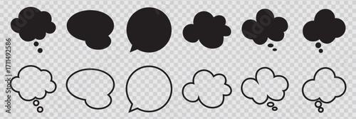 Think bubble icon set.  Trendy think bubble in flat style. Modern template for social network and label. Creative thought balloon. Vector illustration