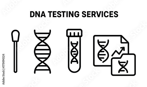 Dna testing services: swab, helix, sample tube, analysis