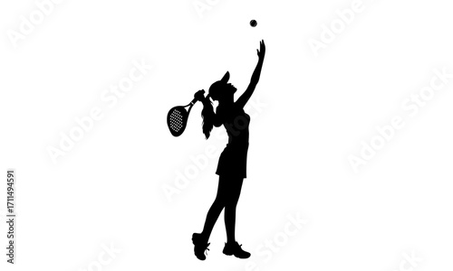 Girl playing padel tennis vector silhouette illustration