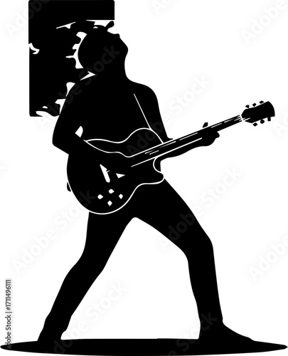 Passionate guitarist electrifies stage with powerful solo, capturing raw energy and dynamic performance