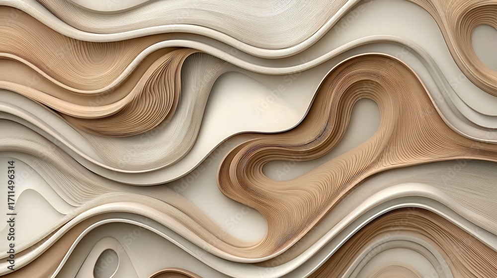 Obraz premium Abstract Beige Cream Wavy Background Texture