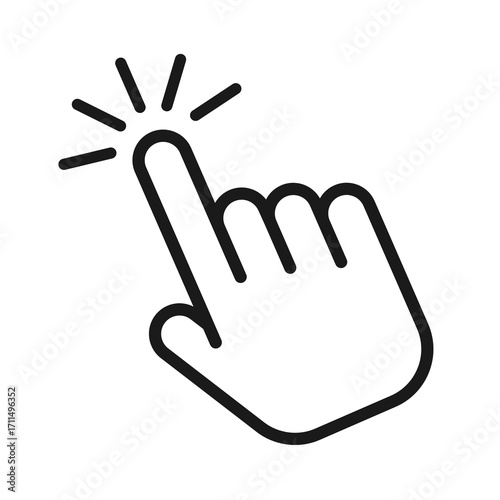 Clicking finger icon, hand pointer illustration.