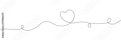 Heart hand drawn. Heart continuous line drawing. Single contour heart for love design. Single sketch heart. Symbol love. Simplicity sign isolated on white background. Vector illustration EPS1
