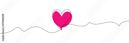 Heart hand drawn. Heart continuous line drawing. Single contour heart for love design. Single sketch heart. Symbol love. Simplicity sign isolated on white background. Vector illustration EPS1