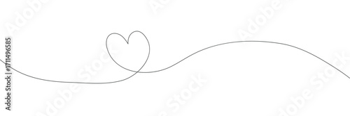 Heart hand drawn. Heart continuous line drawing. Single contour heart for love design. Single lineart sketch heart. Symbol love. Simplicity sign isolated on white background. Vector illustration EPS10