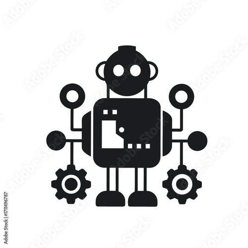cute retro robot vector illustration