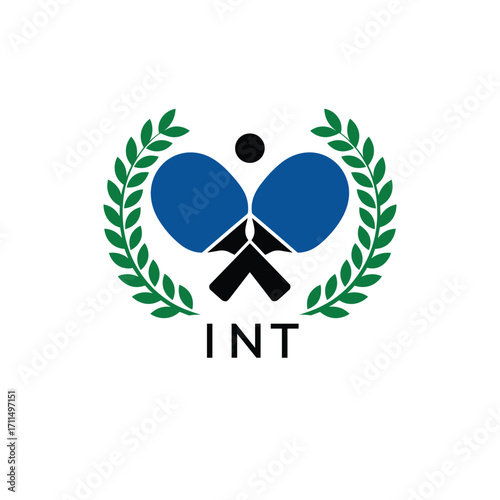 INT Table Tennis Company logo. INT Ping Pong Sports paddle logo design for entrepreneur and business. INT Branding Design best icon.
