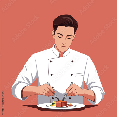 Chef plating food
