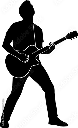 Dynamic guitarist passionately performing on stage, capturing electrifying musical energy and performance artistry