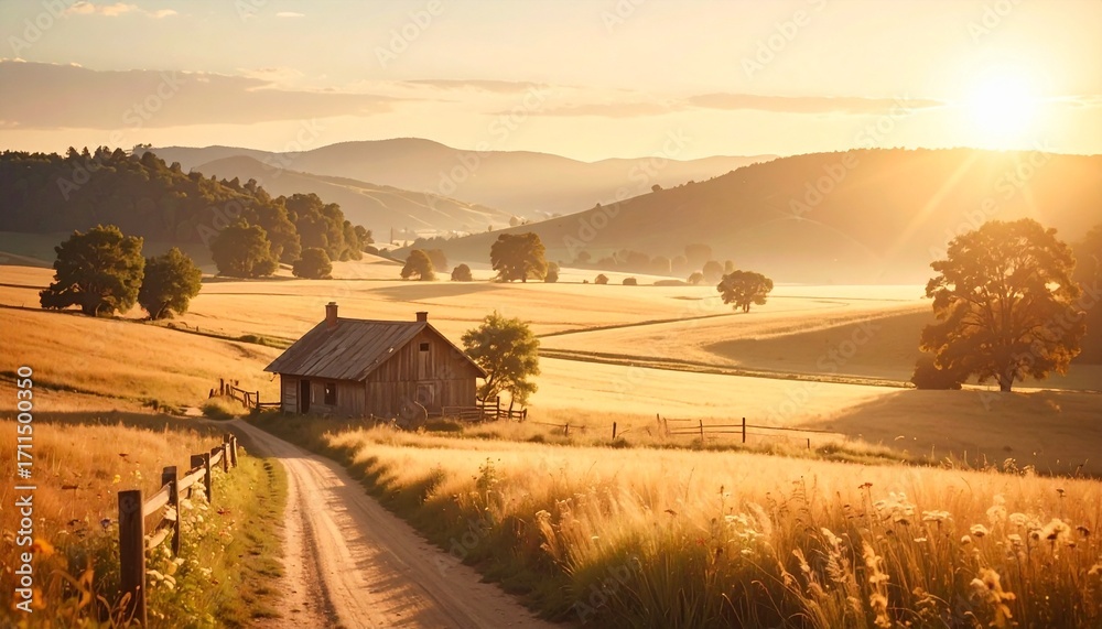 Obraz premium sunrise over the fields