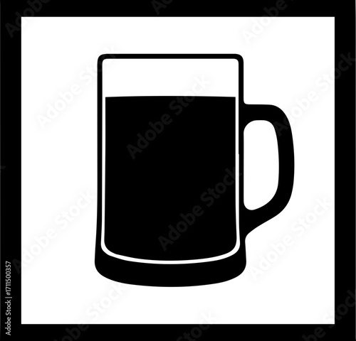 Sleek black beer mug icon offers modern bar, pub, or beverage branding possibilities instantly.