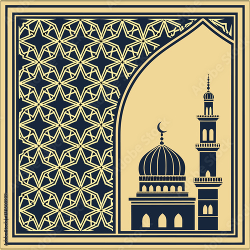 Hand drawn flat design prayer mat illustration

