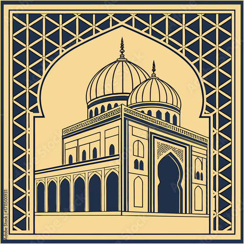 Hand drawn flat design prayer mat illustration
