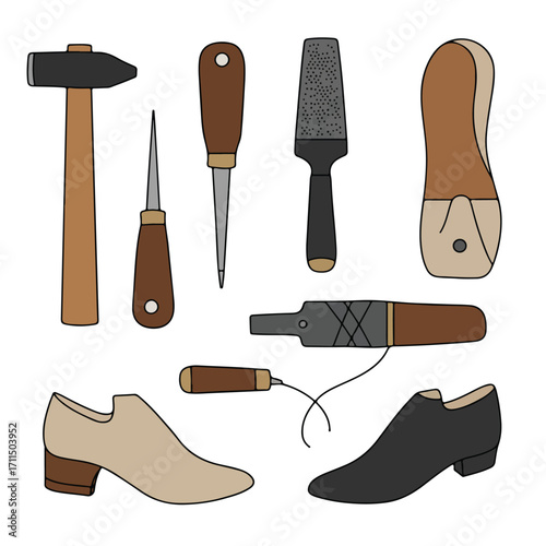Shoemaking tools and shoes