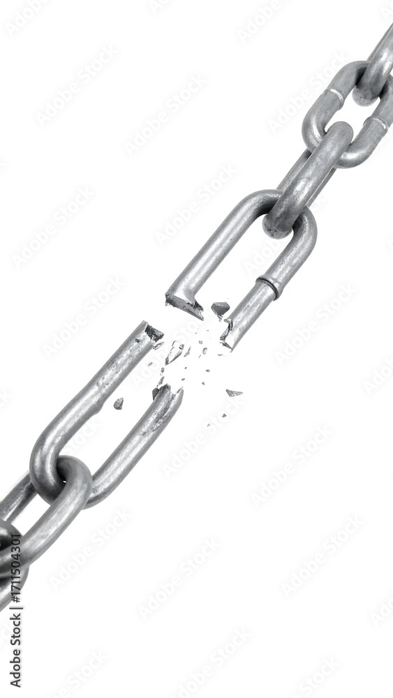 Fototapeta premium A metal chain breaking apart