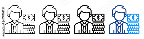 Financial Advisor Icon Different Style Outline Collection Set