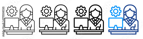 Administrative Assistant Icon Different Style Outline Collection Set
