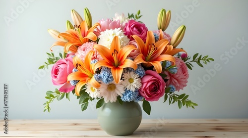 Wallpaper Mural Elegant floral arrangement with lilies and roses makes a stunning centerpiece for any occasion Torontodigital.ca