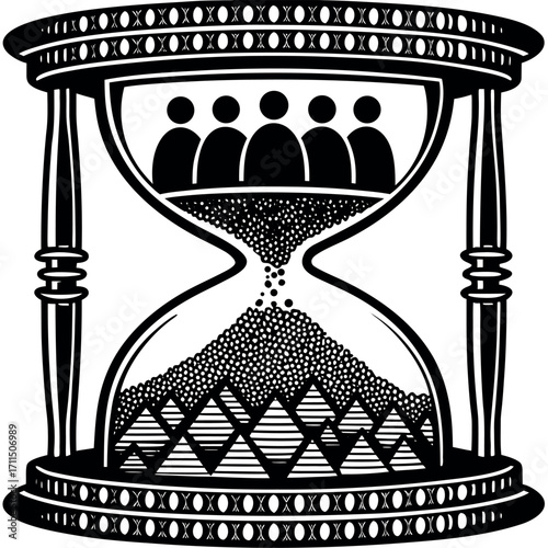 Vector illustration set of an hourglass sand timer icon, a vintage symbol for time and business countdown concepts